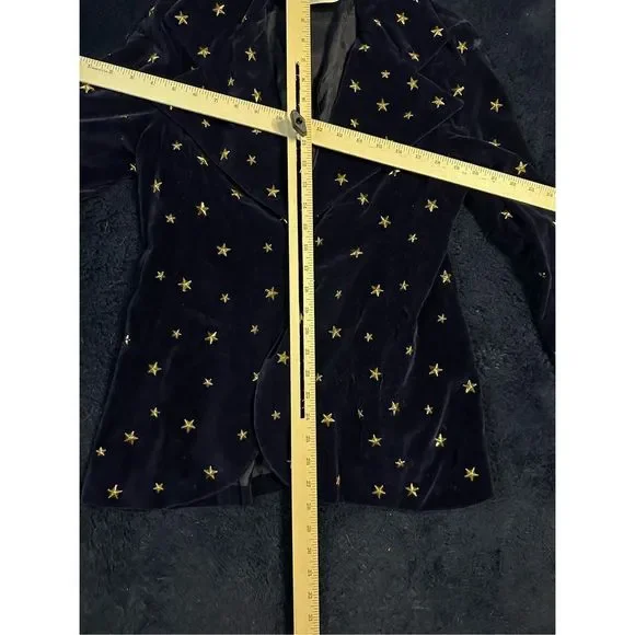 Vintage 1960s Union Made Saks Fifth Ave Blue Velour Star All Over Blazer Jacket - Picture 8 of 10
